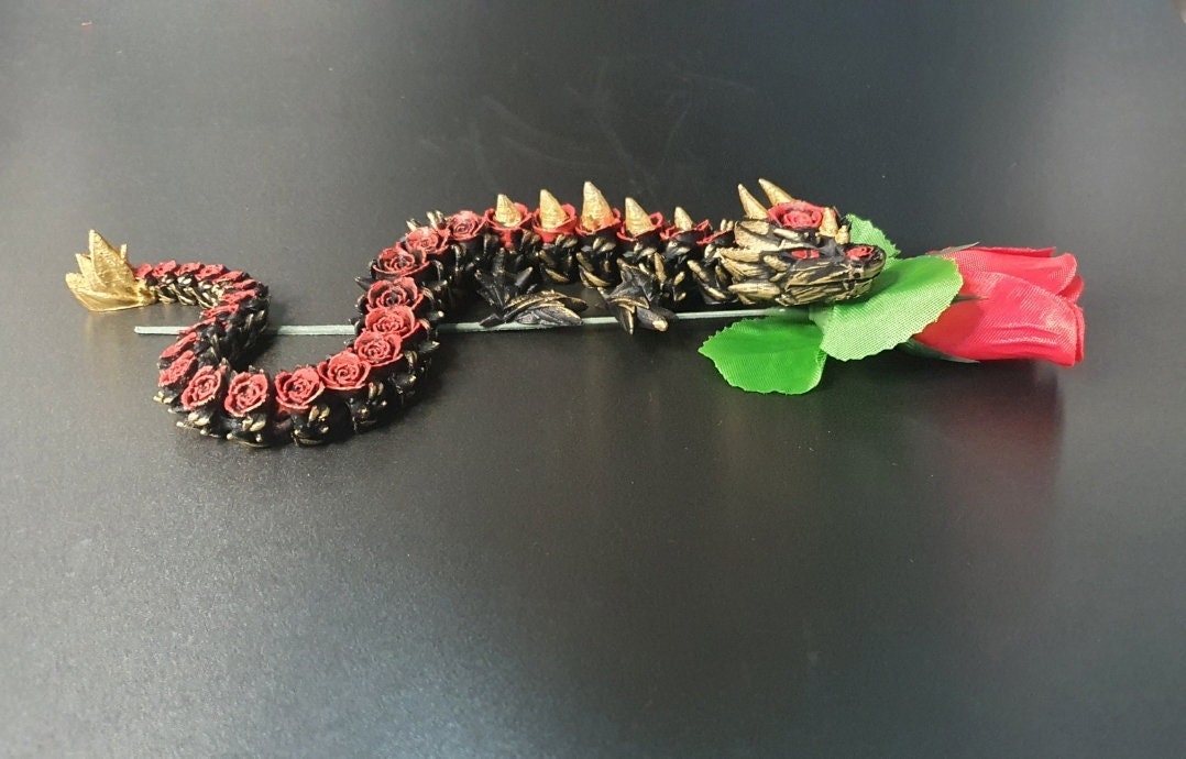 Handbemalter Rosendrache Articulated Rosedragon Dragon Rose Fidget flexibel Beweglich