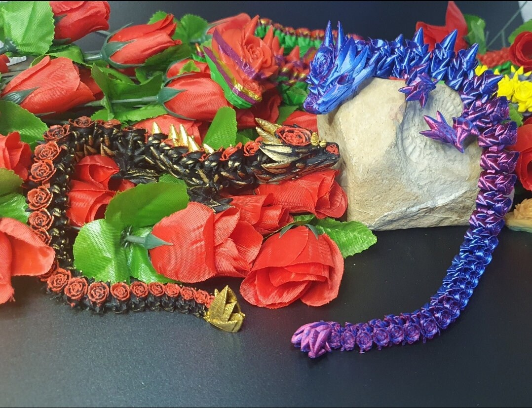 Regenbogen Rosendrache Articulated Rosedragon Dragon Rose Fidget flexibel Beweglich