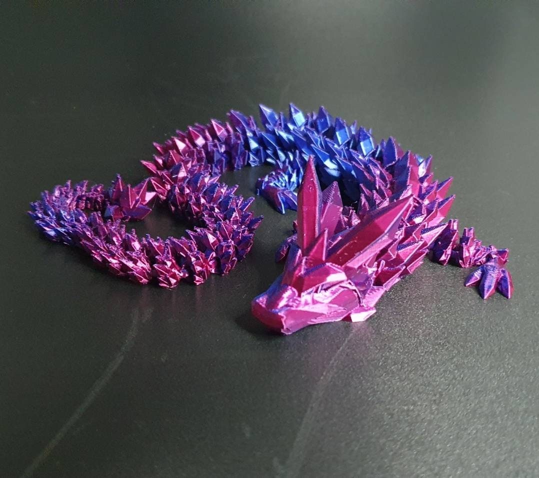 Kristalldrache Crystal Dragon Kristall TikTok Articulated Dragon Rose Fidget flexibel Beweglich
