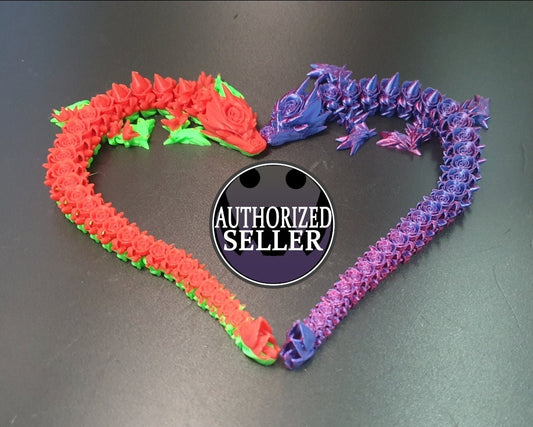 Flexibler Gelenkiger Drache Rosendrache Drachenfigur articulated Dragon Valentinstag Geschenk - Schreibtischspielzeug - Fidget - Gadget