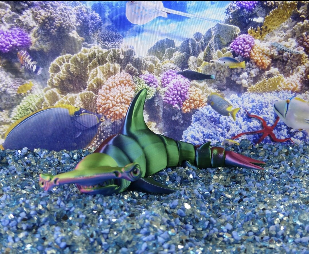 Hammerhai Fidget bewegliches gelenkig 3D gedrucktes Spielzeug - Schreibtischspielzeug - Flexi Fisch Hai