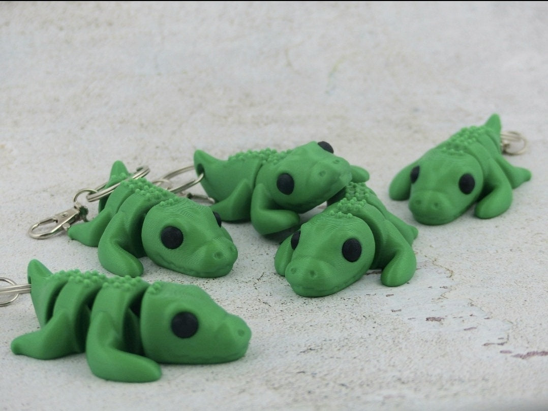 Baby Krokodil Fidget Spielzeug - Krokodile Schreibtischspielzeug 3D gedruckt - Gelenk Glieder Schlüsselanhänger Anhänger