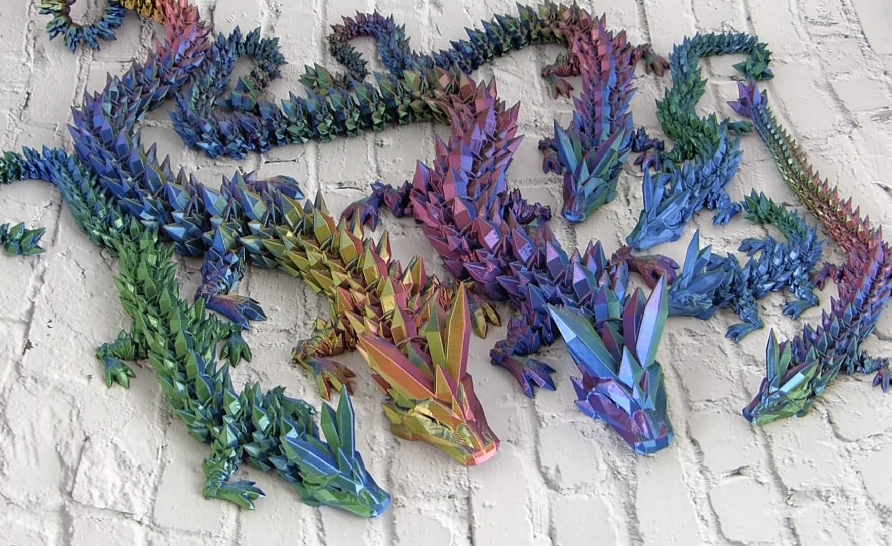 Drache auch als Anhänger Schlüsselanhänger einzigartige Farbwechsel Beweglicher 3D Druck Kristalldrache gelenkig - Office Toy - Bücher Deko